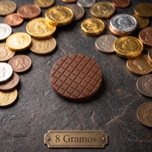 Moldes para Chocolate de Policarbonato Moneda Cuadros 8g Cavidades: 15 Material: Policarbonato Grado Alimenticio Peso: 8 g Diámetro: 39 mm Alto: 5 mm